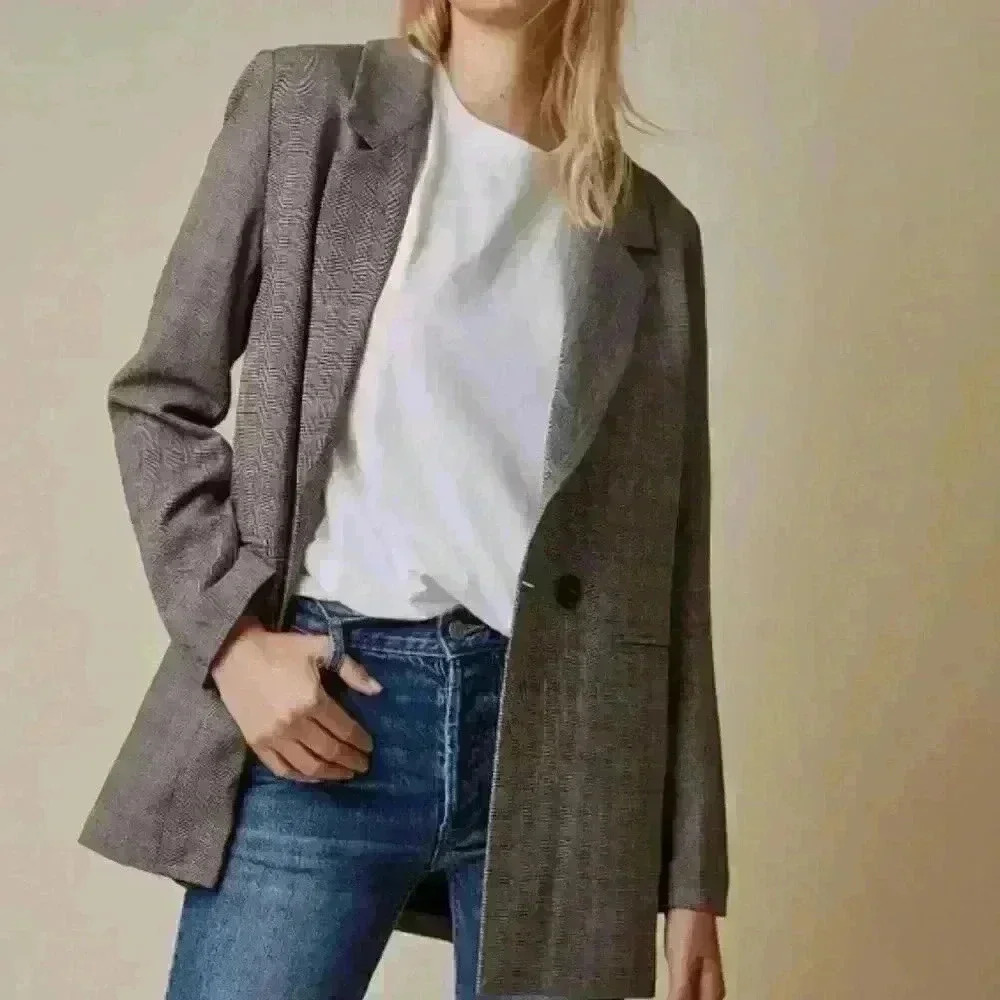 ANINE BING Madeline Oversized Plaid Blazer - Picture 2 of 14
